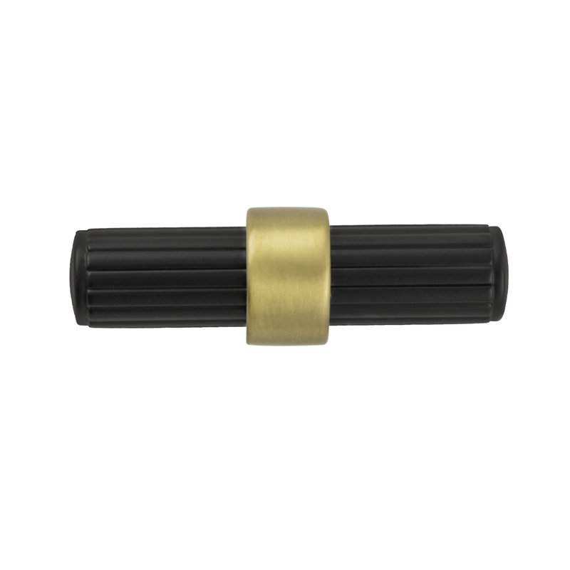 Sinclaire 2 3/8" Length Bar Knob, Matte Black & Brushed Golden Brass