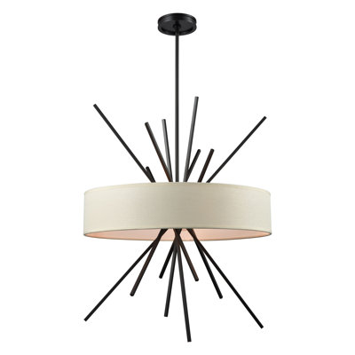 Lustre à 5 lumières de 25 po de large Xenia - Bronze huilé