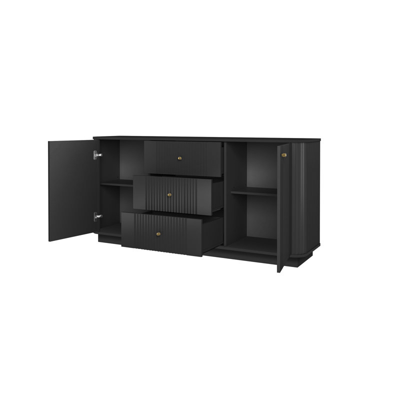 Vesper 160cm Sideboard, Black/Gold