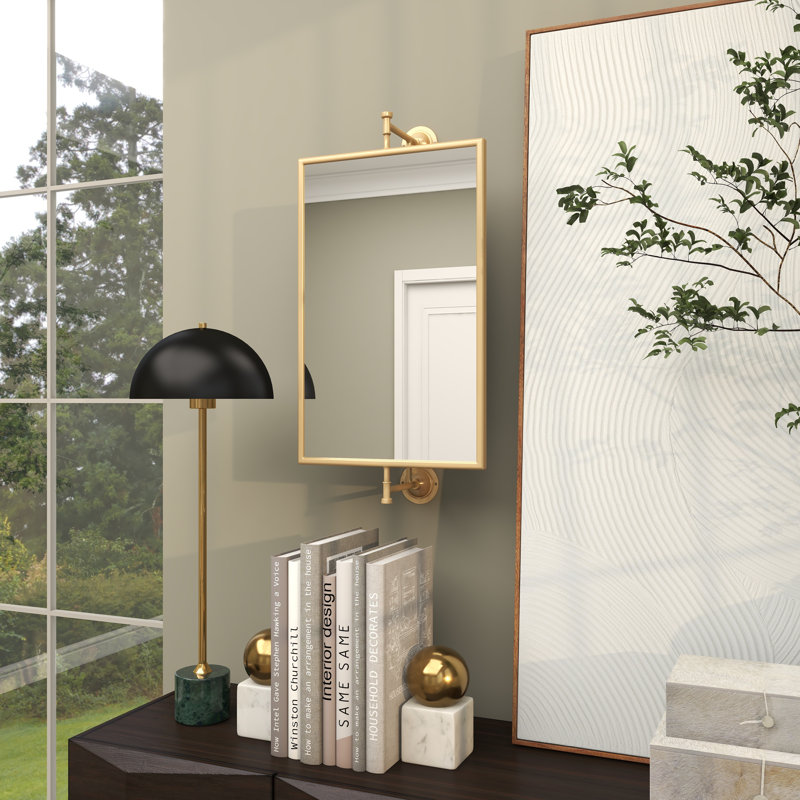 Demetri Metal Rectangle Wall Mirror, Gold