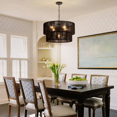 5-Lights Hand-Woven Rattan Pendant Light