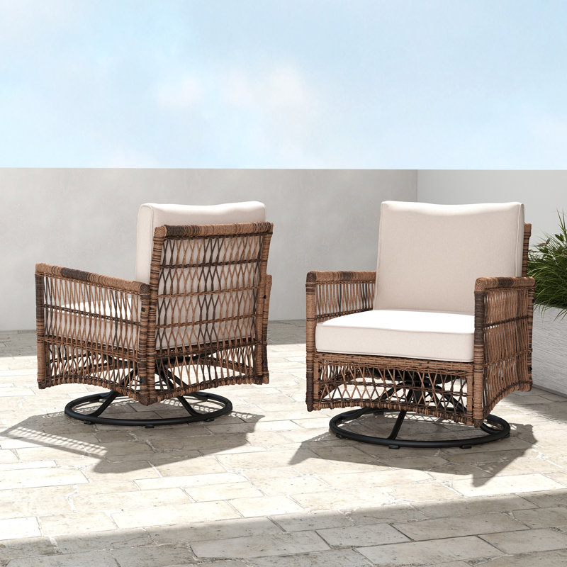 Chaise de patio berçante pivotante avec coussins