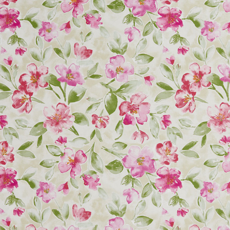Tissu à imprimé floral, Vert et rose