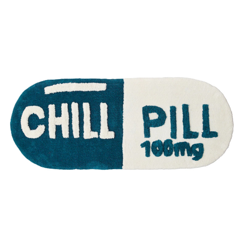 Chill Pill Oval Bath Rug, Teal;Blue