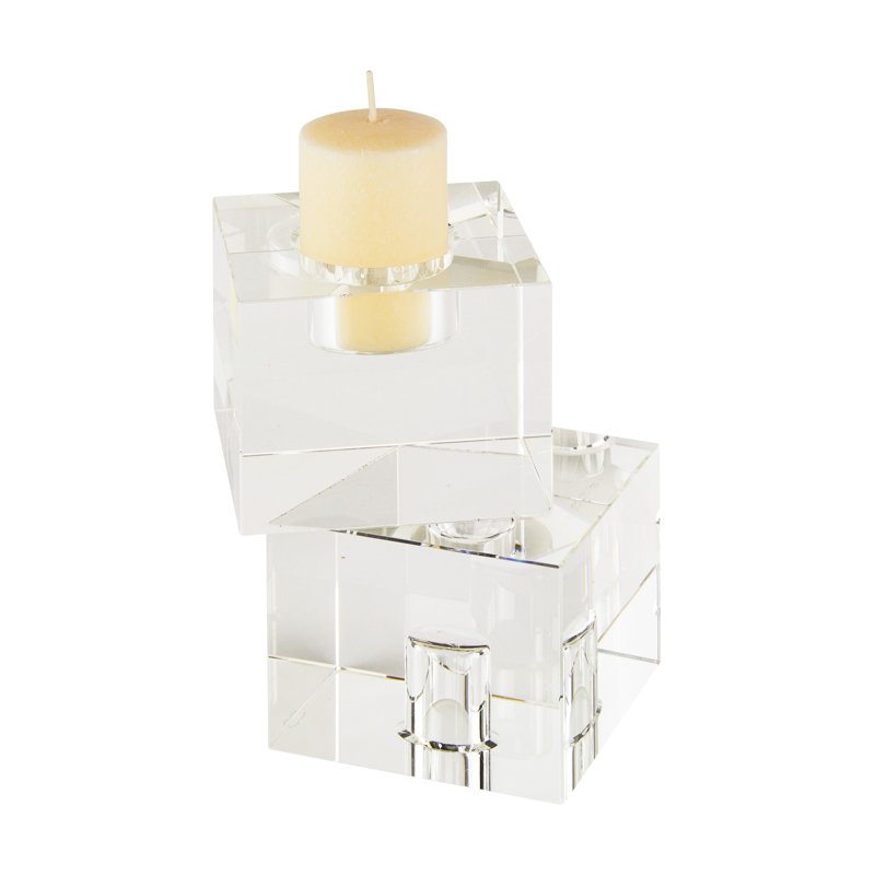 Porte-votive en cristal stacked cubes, H 5 po x l 4,75 po x P 4,75 po