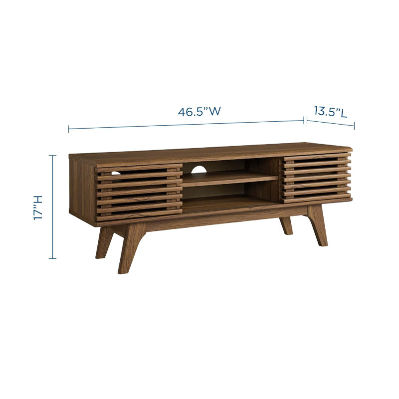 Walnut 46" Mid-Century Modern Media Console with Cabinet