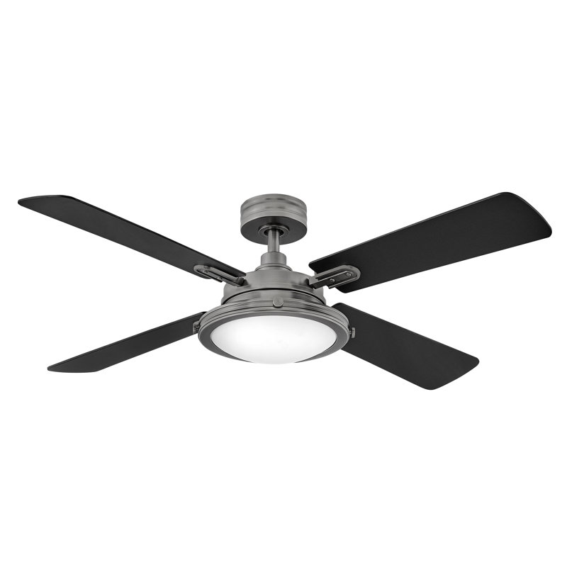 Ventilateur intelligent à DEL 54 po Collier, Étain avec pales en bouleau