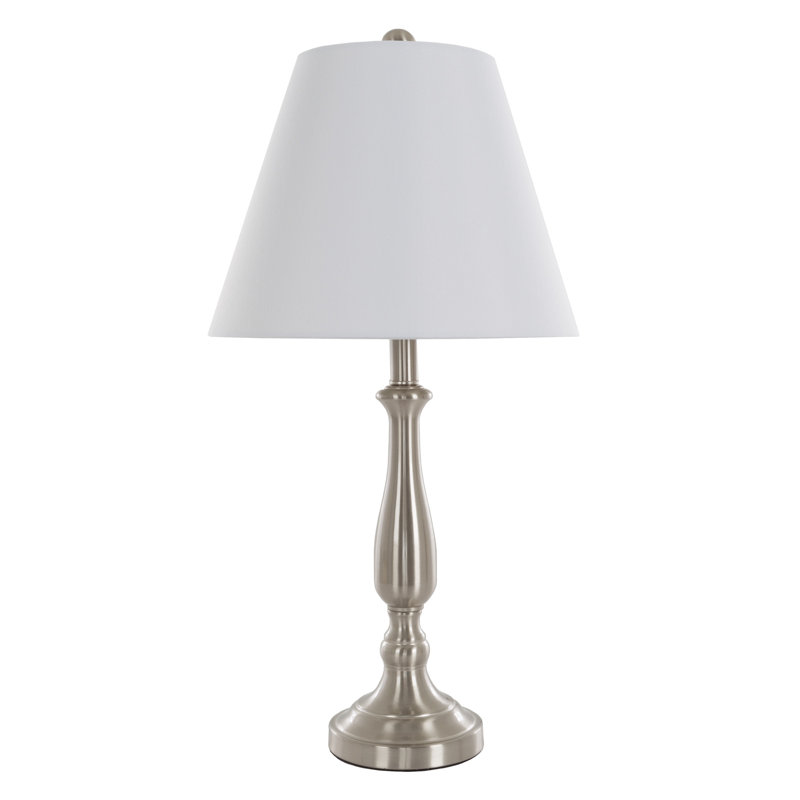 Ensemble de 2 lampes de table en acier brossé 25,5 "Lavish Home - avec 2 ampoules DEL traditionnelles - Décoration pour la chambre à coucher, le salon, le bureau ou l'entrée