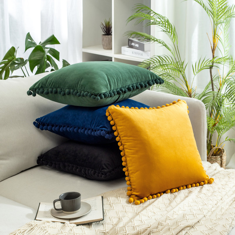 Coussin décoratif en velours (housse seulement), Bleu foncé