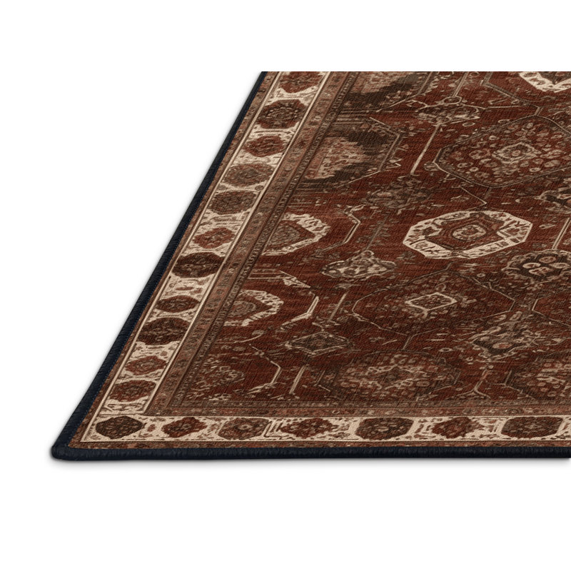 Tapis brun lavable à la machine, Rond 3 pi