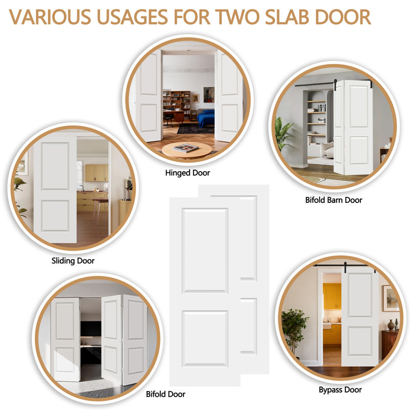 Primed 2-Panel Hollow Wood Interior Mould Standard Door Without Bore Hole, 24" X 80"