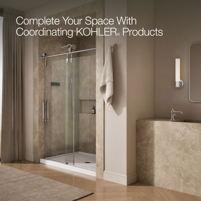 Artifacts 80-7/8 In. H Sliding Shower Door With 3/8 In.-Thick Glass, Chrome