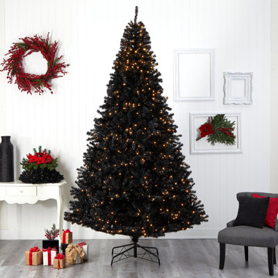 Arbre de Noël artificiel noir avec lumières DEL