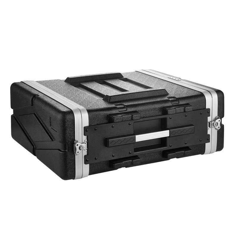 Étui de rangement 4U, profondeur standard de 19 po, armoire pour serveur avec construction en ABS, loquets à torsion encastrés, couvercle avant et arrière détachable, installation facile pour les amplificateurs, profondeur interne de 18,4 po
