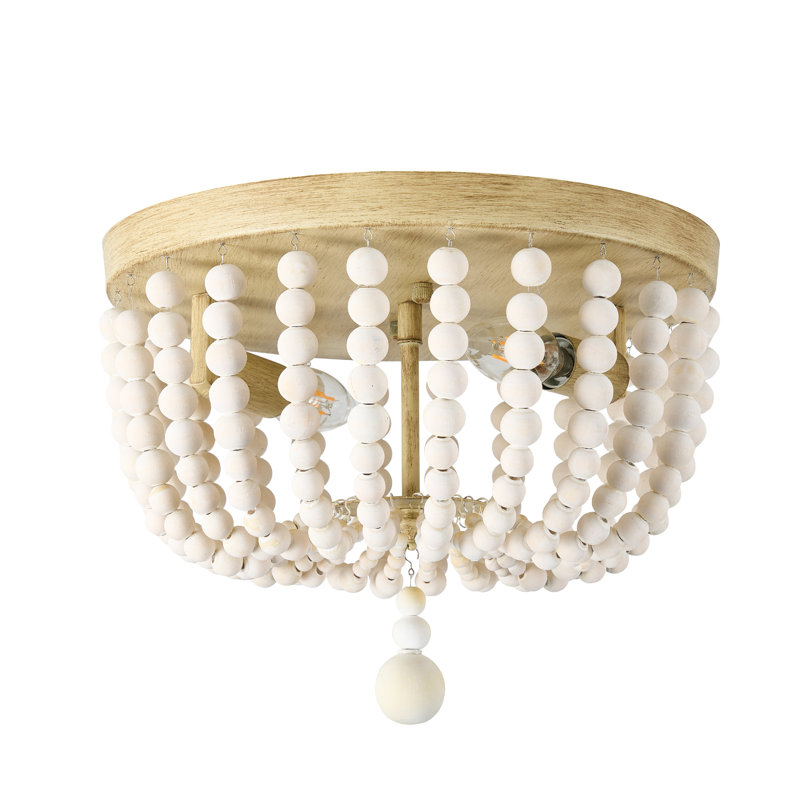 Moro 2 Light Beaded Flush Mount, Natural, Vintage White
