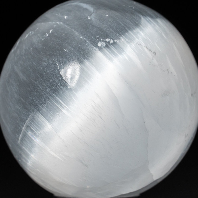 Genuine Natural Cats Eye Selenite Sphere, 2.5" H x 2.5" W x 2.5" D