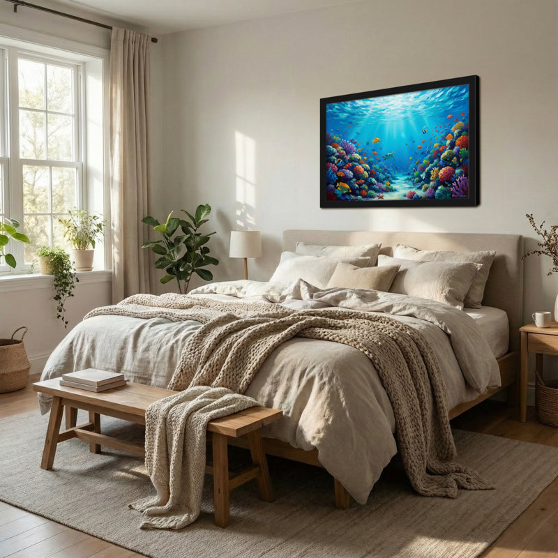 Paysage et nature sous-marine avec récif de corail, H 24 po x l 36 po
