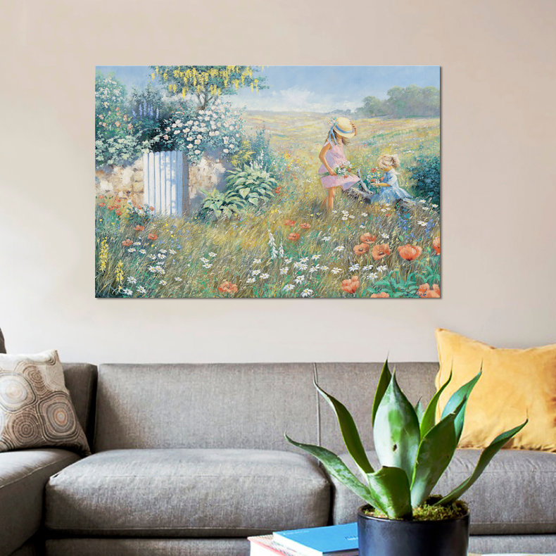 «Out the garden», reproduction sur toile, H 8 po x l 12 po x P 0,75 po, Toile tendue, Pas de tapis