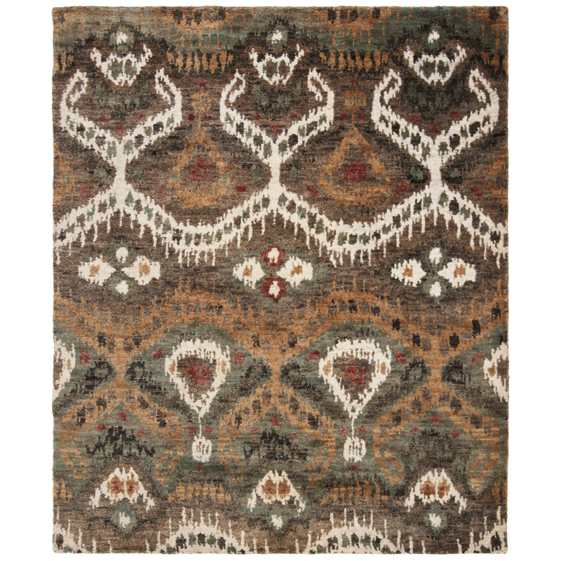 Tapis brun noué à la main Massira, Rectangle 8 pi x 10 pi