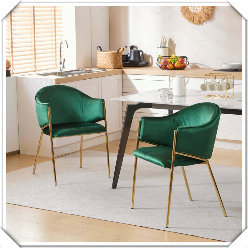 Ensemble de 2 chaises de salle à manger rembourrées modernes en velours robuste, élégant et durable