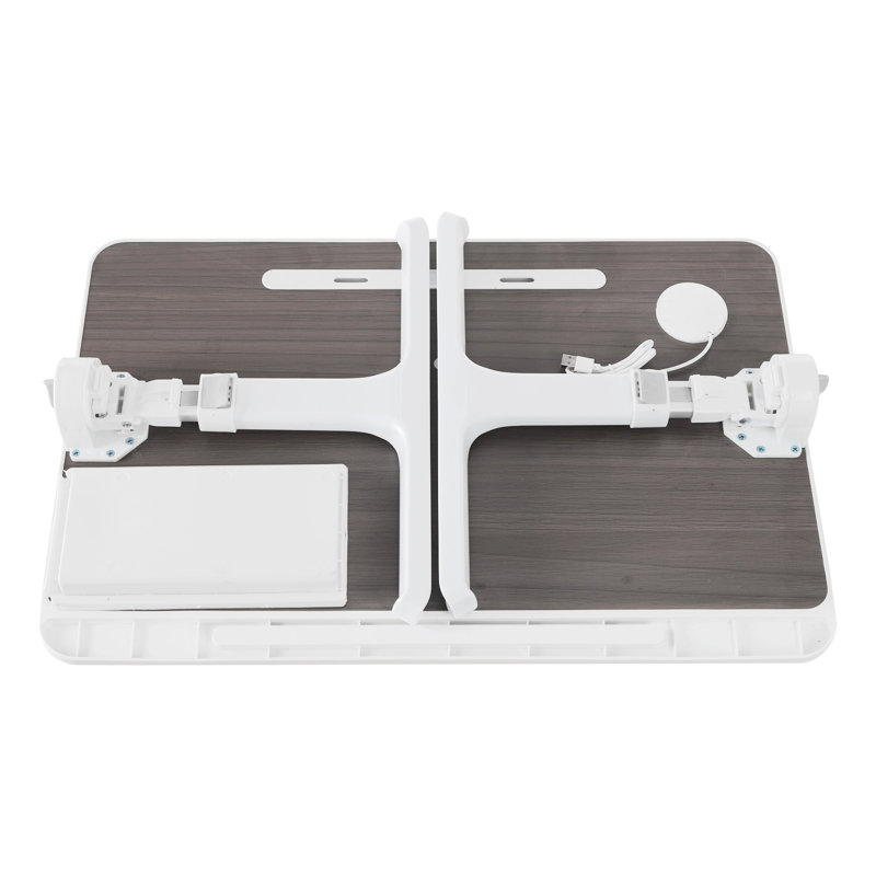 Plateau rectangulaire pliable pour ordinateur portable à hauteur réglable, Chêne / Blanc