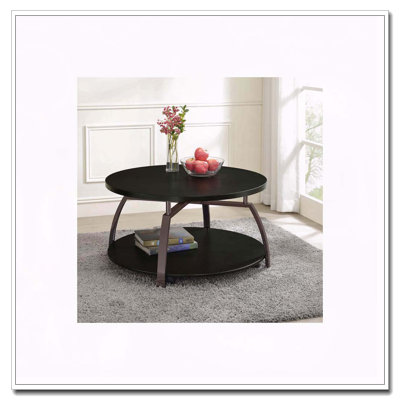 Table basse ronde gris foncé et nickel noir