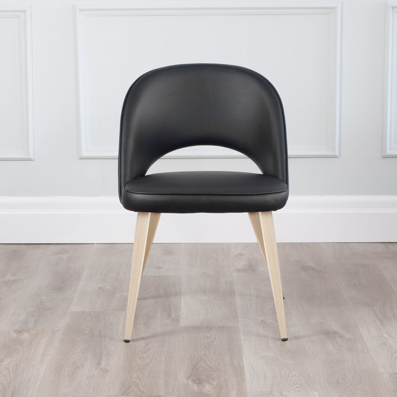 Chaise d'appoint rembourrée en similicuir Kanthan, Naturel, Noir
