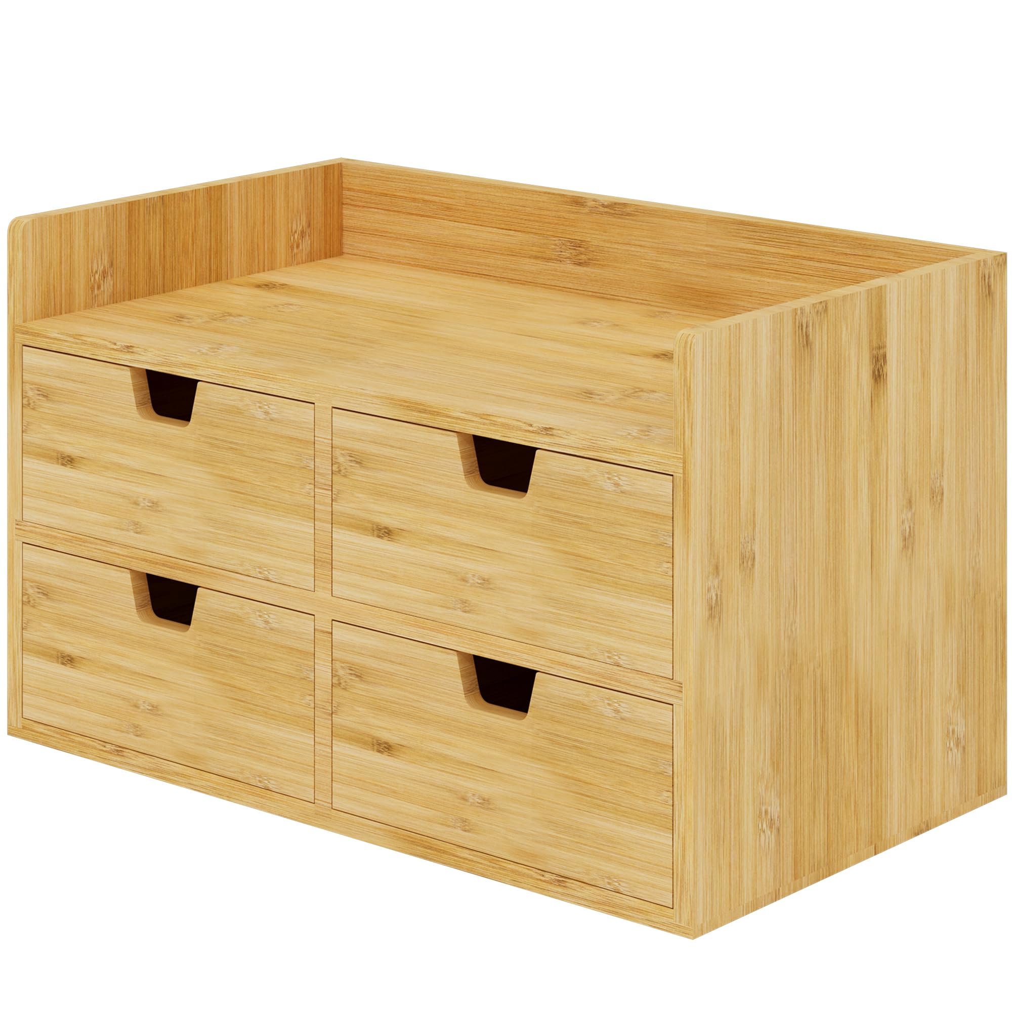 Latitude Run® Bamboo Desk Organizer With 4 Drawers, Large Capacity, No ...