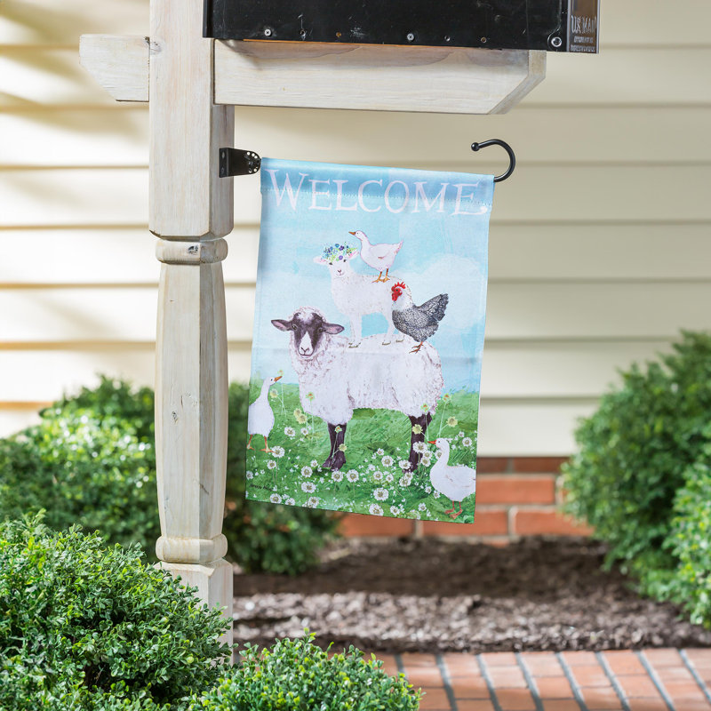 Drapeau de jardin en daim Welcome Farm Friends