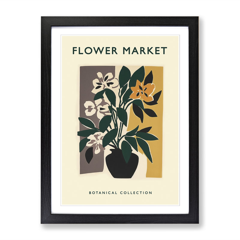A Botanical Flower Market Exhibition No.7 - Single Picture Frame Print on Wood, 64cm H x 46cm W x 2cm D