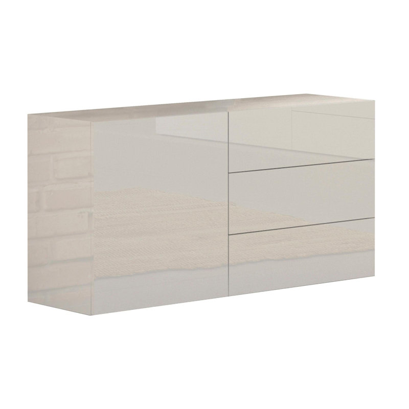Cadiz 110 Cm Wide 3 Drawer Sideboard, Glossy White