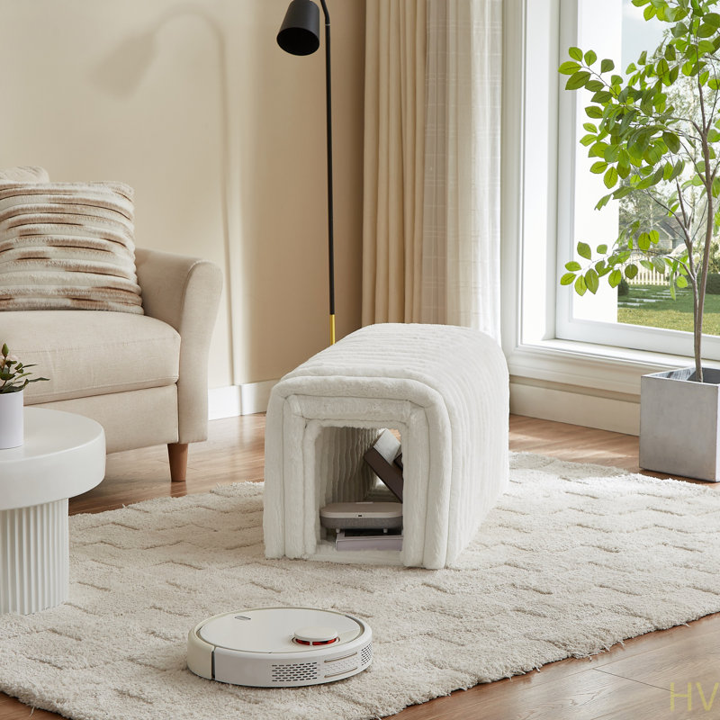 Repose-pieds avec rangement et repose-pieds pour animaux de compagnie, Beige