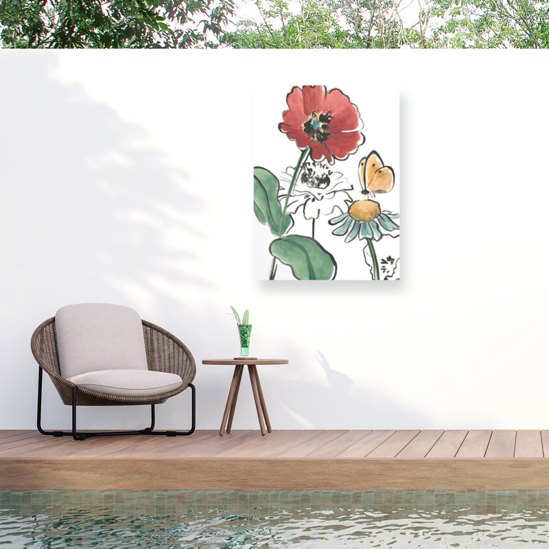 «June» par Erica Vess «Boho Florals II», toile d'extérieur, H 24 po x l 18 po x P 1,5 po