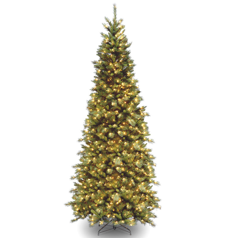 Tiffany Slim 10' Green Fir Artificial Christmas Tree with 800 Clear Lights with Stand, 10'
