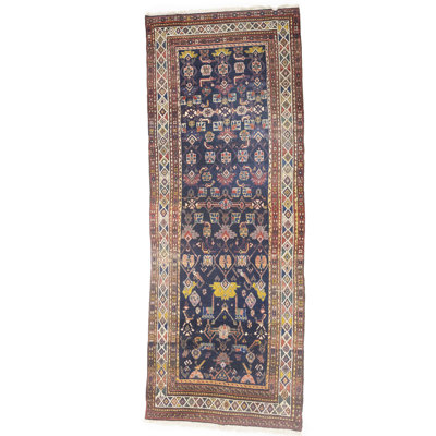 Muted Purple-navy Tribal 4X10 Handmade Oriental Runner Rug
