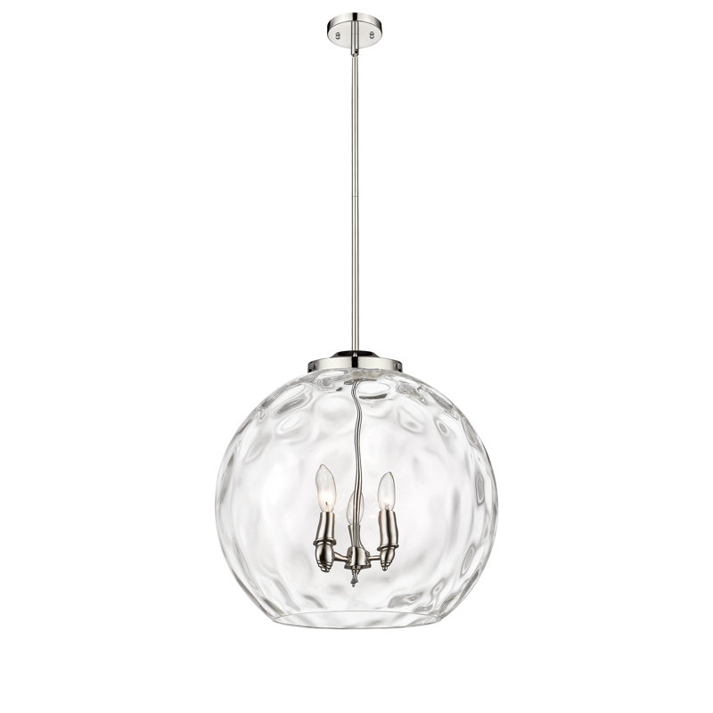 Luminaire suspendu sphère 3 lumières 3 lumières, H 19,5 po x l 17,88 po x P 17,88 po, Nickel poli