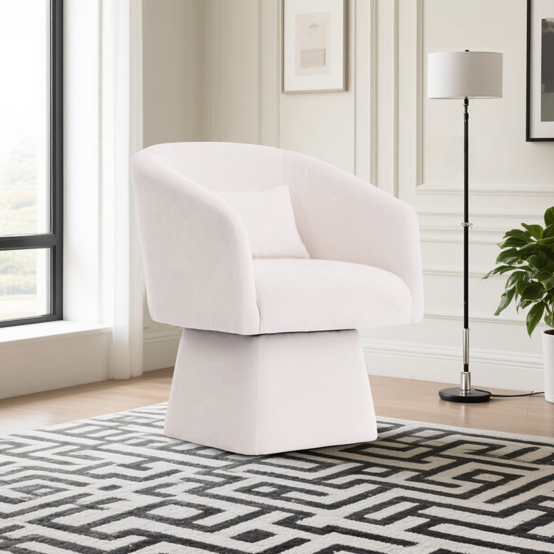 Chaise d'appoint moderne pivotante avec rotation à 360 °, Beige