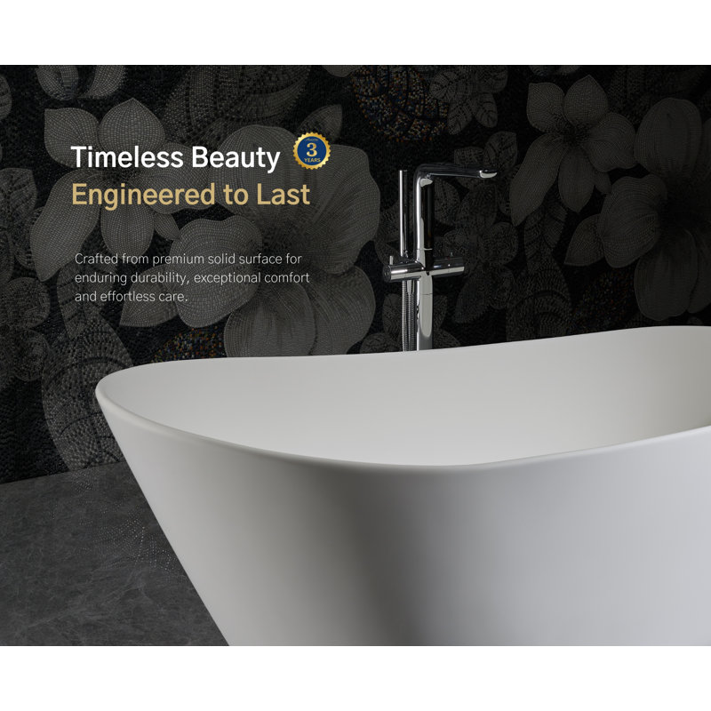 WHITMORE 67" Freestanding Solid Surface Bathtub in White