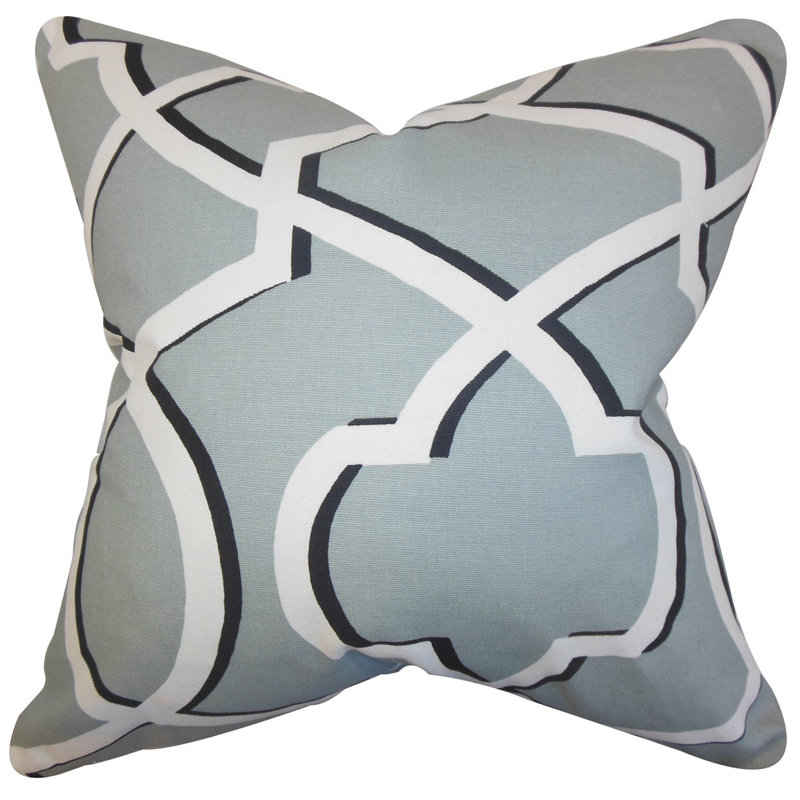 Housse de coussin en coton géométrique curan, Gris froid