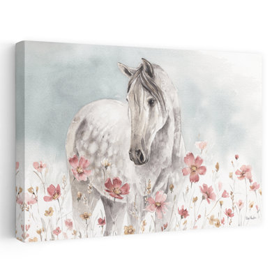 Chevaux sauvages I - animaux, cosmos, fleurs, art floral