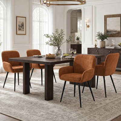 Upholstered Chenille Dining Chairs With Metal Legs (Set Of 4)