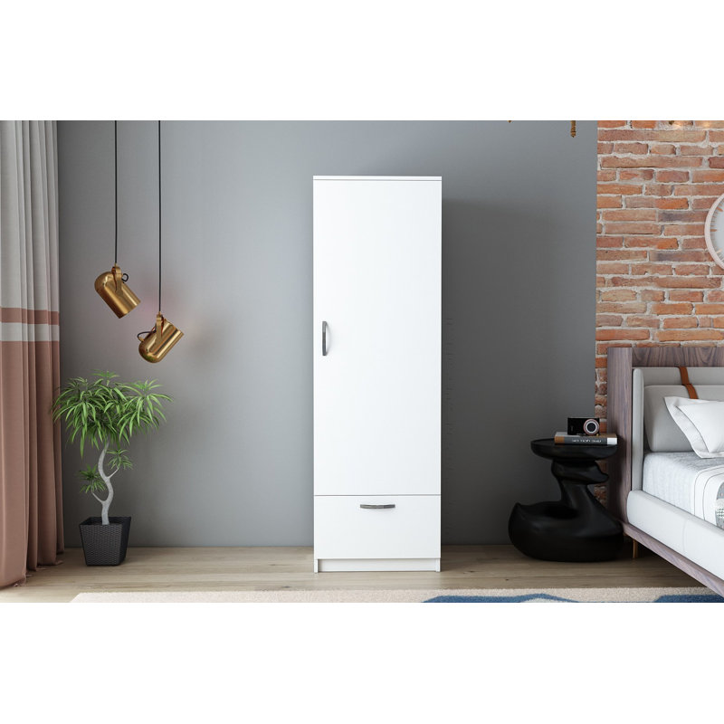 Harelda 1 Door Manufactured Wood Wardrobe, White