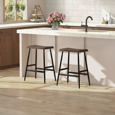 Tabouret de bar noyer foncé, ensemble de deux