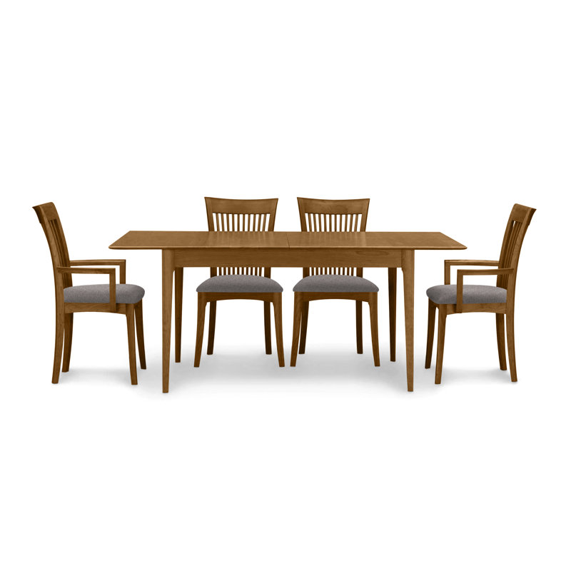 Sarah 4 - Person Solid Wood Top Four Leg Dining Set, Natural Cherry, 30" H x 36" W x 36" D, Sterling Fabric