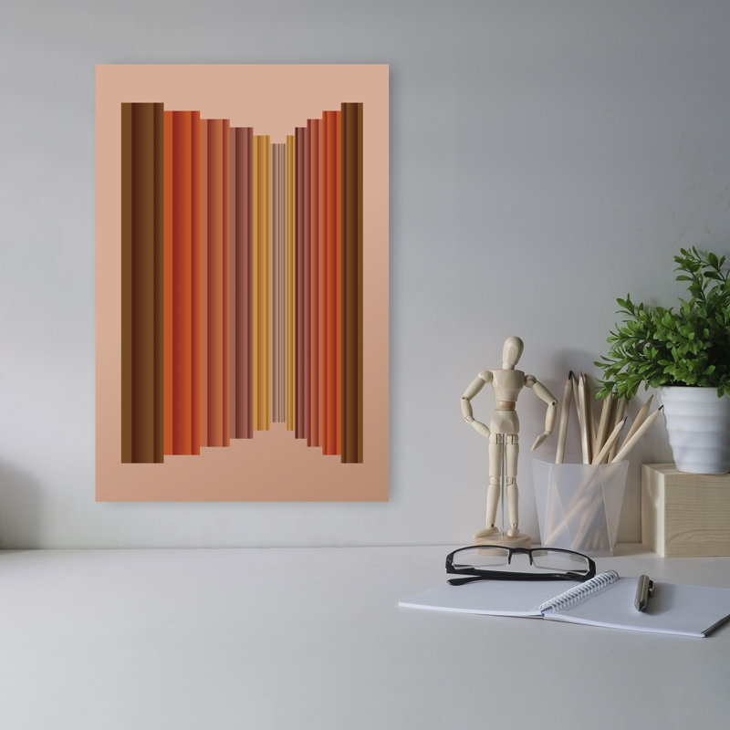 Impression d'art contemporain abstrait géométrique chaleureux, 18" H x 12" W
