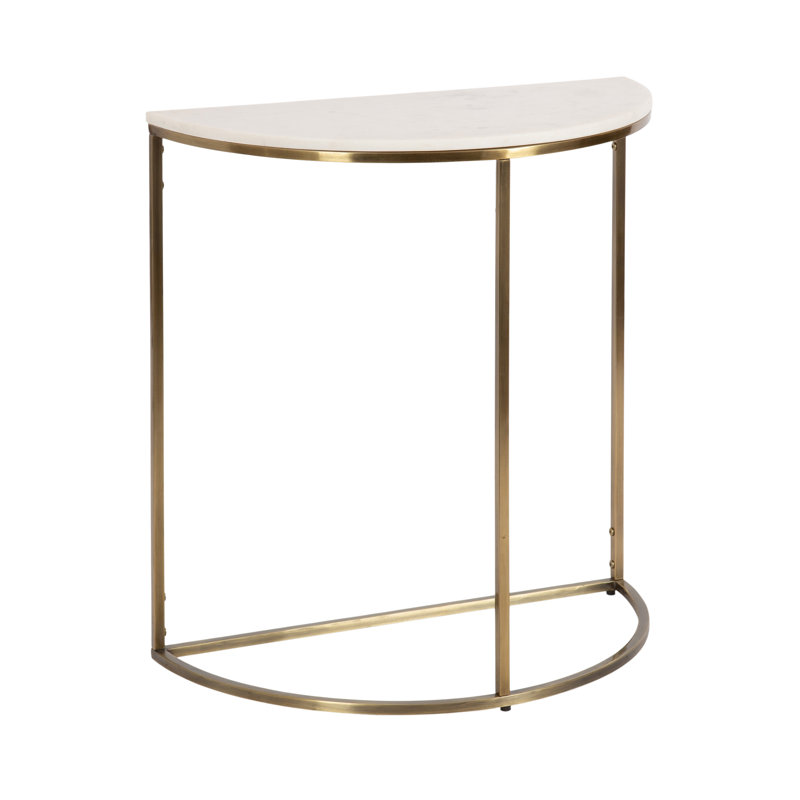 Marble and Metal Half-Circle Console Table, Gold