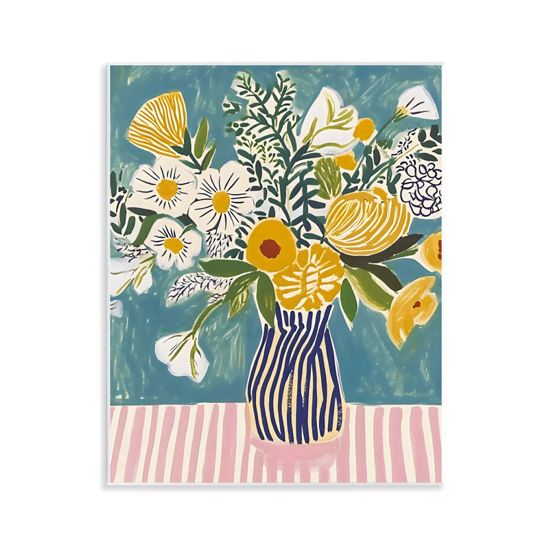 Bouquet on Striped Setting Wall Plaque, design by Creative Studio