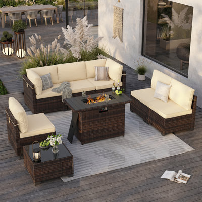 6 Person Outdoor Wicker Furniture Set