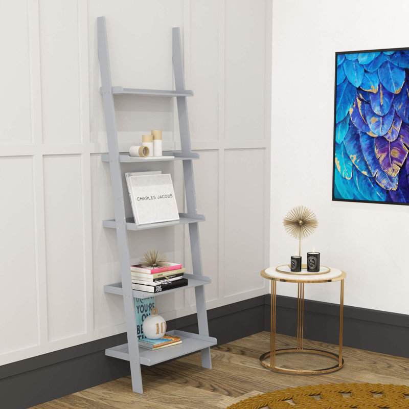 189cm H x 56cm W Ladder Bookcase, Grey
