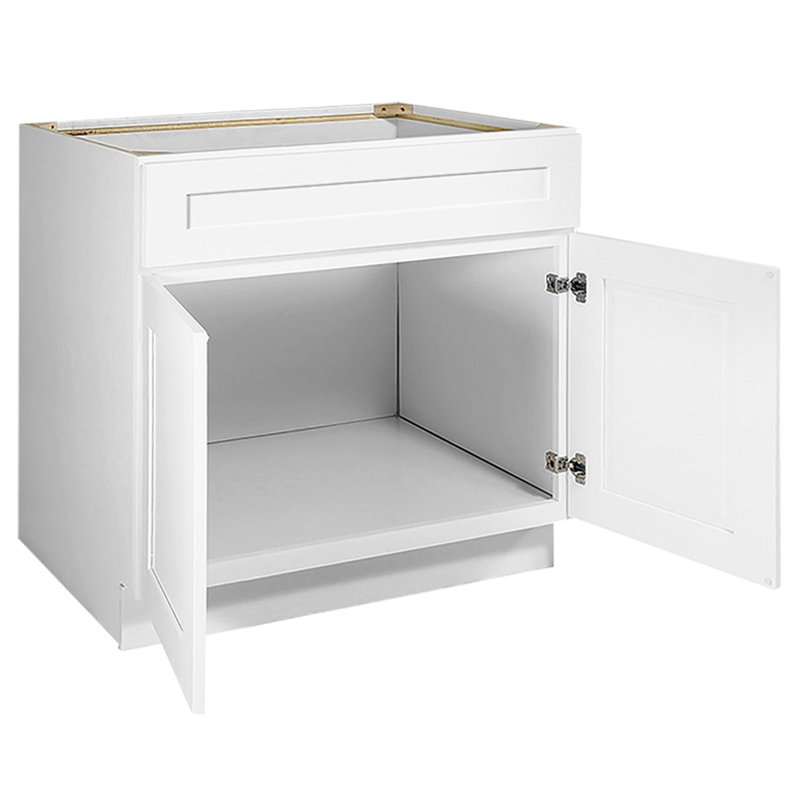 Armoire de cuisine avec base d'évier de style shaker non assemblé Brookings par Design House, blanc, White